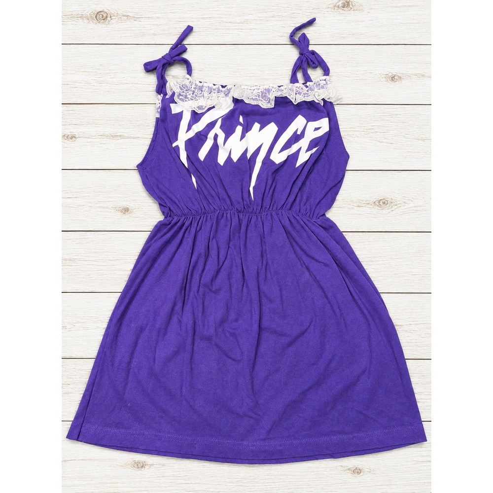 Prince Upcycled Dress Lace Trim Purple Music Artist Graphic Kids Size S